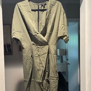 Olive Green open back Wrap Dress